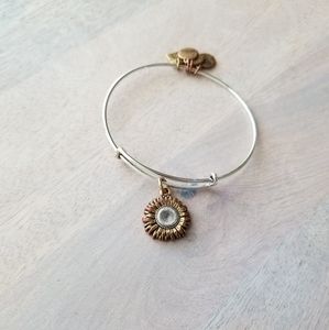Two Tone Alex and Ani Sunflower Charm Bangle